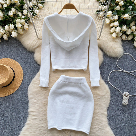 Zipped Hoodie&Skirt Casual 2Pcs