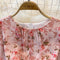 Elegant Round Collar Floral Chiffon Dress