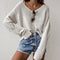 Oversized Draped Neckline Hollowed Sweater