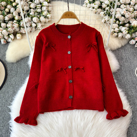 Bow Cardigan&Slim-fit Skirt 2Pcs
