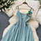 Fairy 3d Floral Green Slip Dress