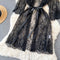 V-neck Black Lace Nightgown Dress