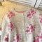 Thermal Round Collar Printed Cardigan