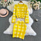 Plaid Cardigan&Hip-wrapping Skirt 2Pcs