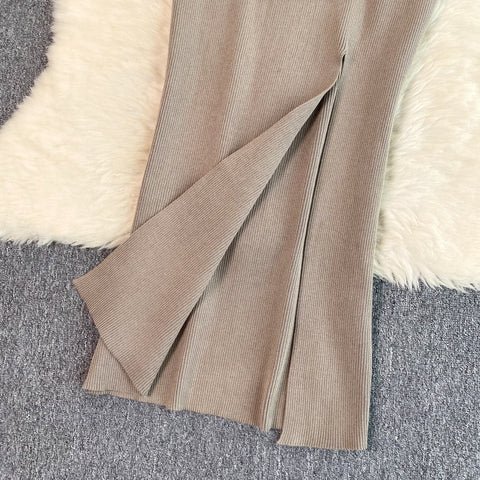 High-end Sweater&Split Skirt 2Pcs