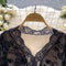 V-neck Embroidered Black Lace Dress