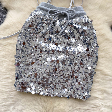 Halter Top&Skirt Sequined 2Pcs