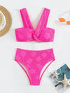 Split Solid Color Triangle Bikini Swimsuit