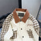 Lapeled Houndstooth Patchwork Baseball Jacket