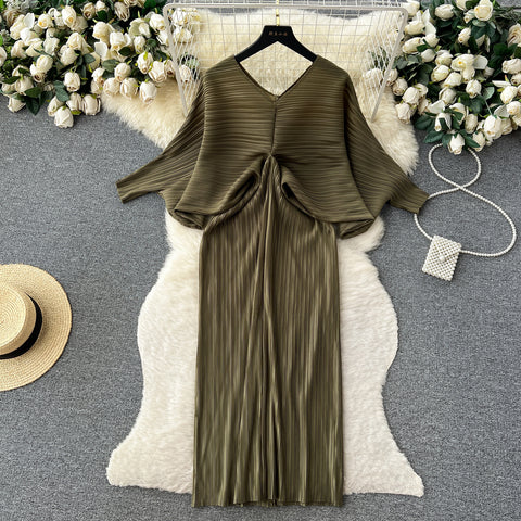 High-end Pleated Floral Printed Dress