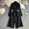 French Style Lace-up Black Coat Dress