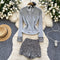 V-neck Cardigan&Sequined Shorts 2Pcs