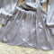 High-end Pleated Satin Shirt Dress