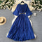 Vintage Solid Color Pleated Dress