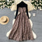 Jacquard Dress&Black Sweater Courtly 2Pcs