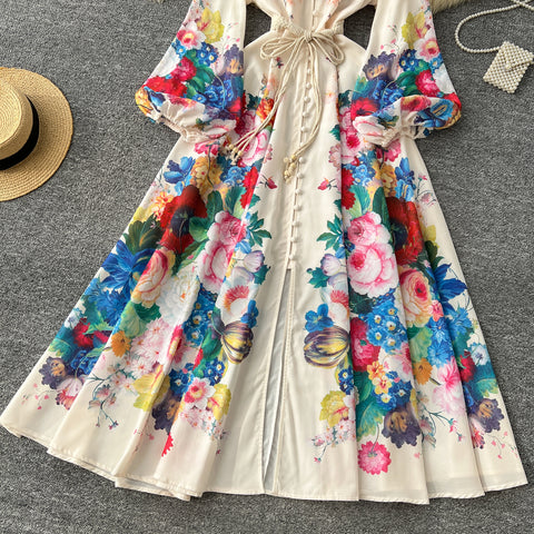 Courtly Floral Printed Shirt Dress