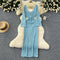 Deep V-neck Hollowed Knitted Dress