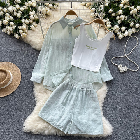 Shirt&Camisole&Shorts Sportswear 3Pcs