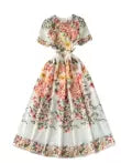 Courtly Floral Printed Short-sleeve Dress