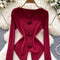 Solid Color 3D Waist-slimming Knitwear