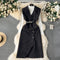 Vintage Suit Dress&Black Sweater 2Pcs