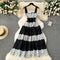 Black&White Lace Patchwork Slip Dress