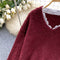 Lace Collar Sweater&Skirt Knitted 2Pcs