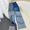 Furry Patchwork Gradient Blue Jeans