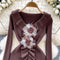 Ruffled Collar 3D Flower Knitwear