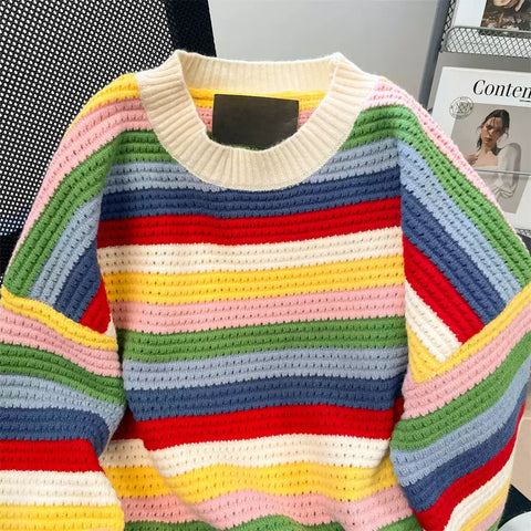 Rainbow Striped Fringed Knitwear