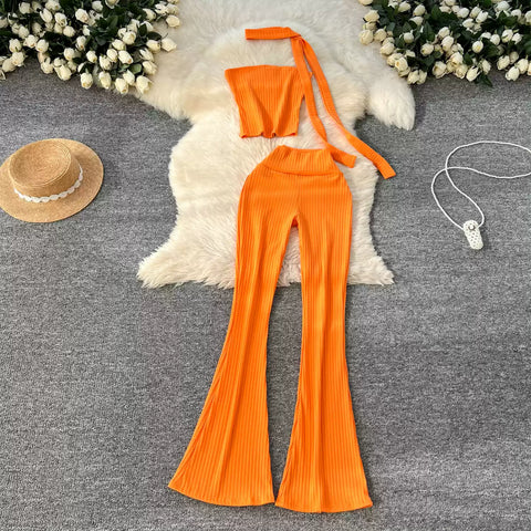 Tank Top & Flared Sleeve Knitted 2Pcs