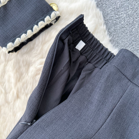 Lapeled Blazer&Draped Skirt 2Pcs