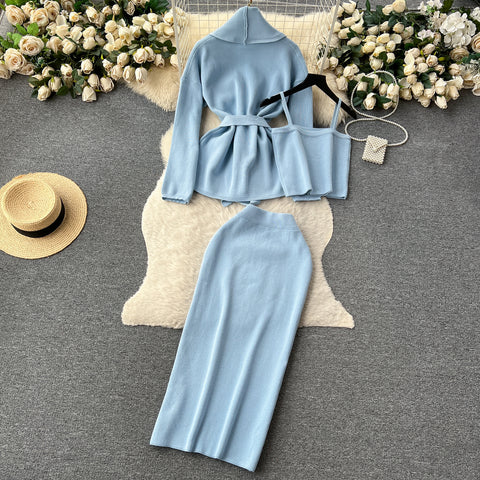 Cardigan&Camisole&Skirt Korean Style 3Pcs