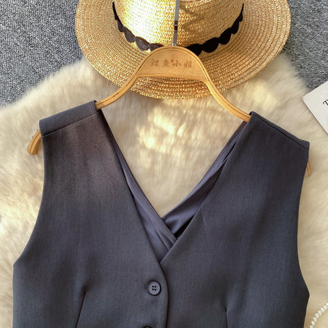 V-neck Single-breasted Suit Vest