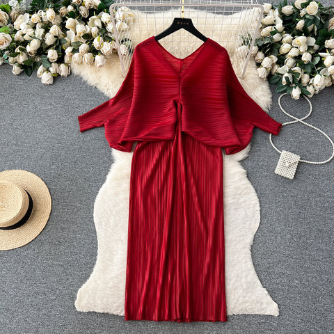 High-end Pleated Floral Printed Dress