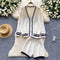 V-neck Cardigan&Shorts Knitted 2Pcs