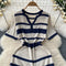 V-neck Striped Patchwork Knitted Dress