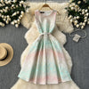 Colorful Carved Jacquard Sleeveless Dress