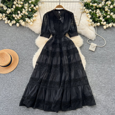 Courtly Elegant Lace Patchwork Dress