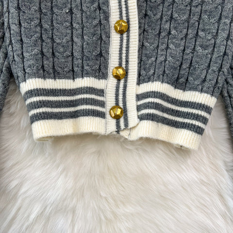 Twisted Cardigan&Pleated Skirt 2Pcs