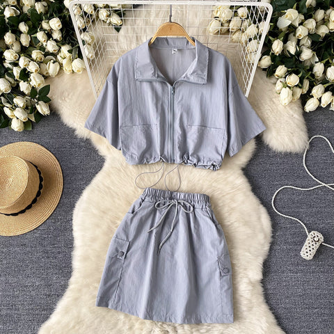 Chic Shirt&Skirt Drawstring 2Pcs