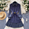 Pleated Shirt Dress & Knitwear 2Pcs