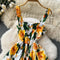 Floral Printed Single-breasted Slip Dress