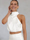 Draped Halter Top&Skirt 2Pcs