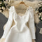 Hollowed Bow White Wedding Dress