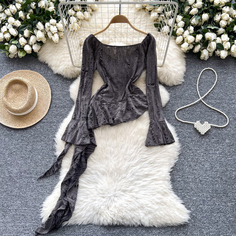 Irregular Design Ruffled Ripped Top
