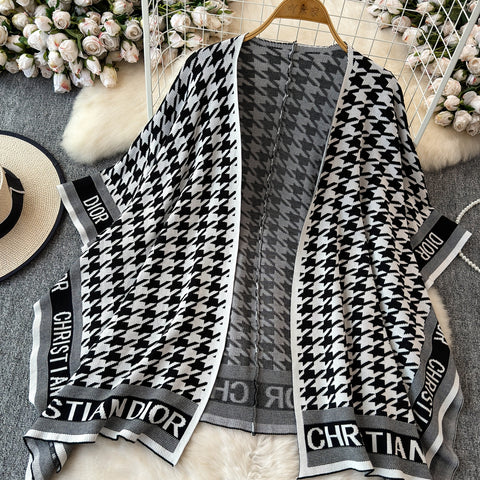 Sweater&Plaid Cardigan&Trousers Knitted 3Pcs