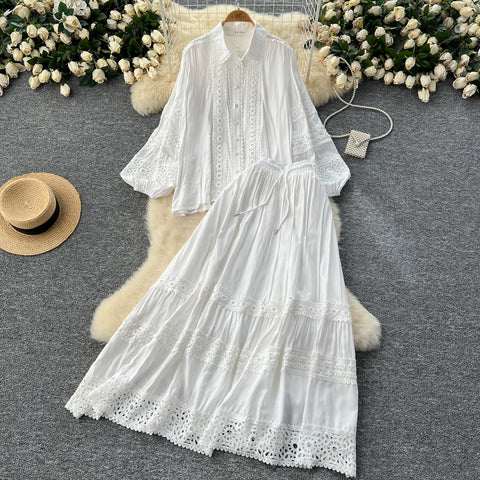 Shirt&Skirt Lace Patchwork 2Pcs