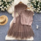 Vest&Mesh Patchwork Dress 2Pcs