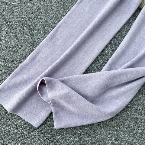 Turtleneck Cardigan&Wide-leg Trousers 2Pcs